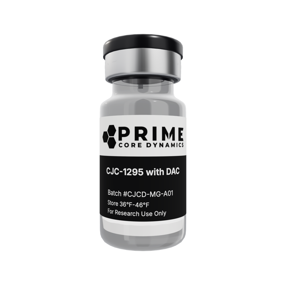 CJC-1295 with DAC 5mg lyophilized powder in a sealed glass vial.