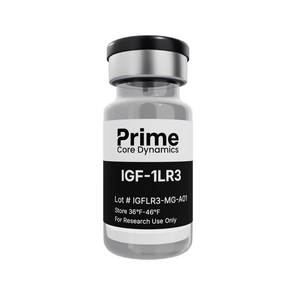 IGF-1 LR3 1mg lyophilized powder in a sealed glass vial.