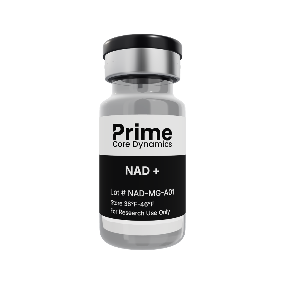 NAD+ 1000mg lyophilized powder in a sealed glass vial.